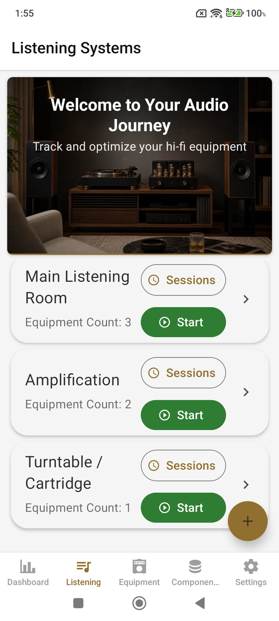 Listening Systems on Android with separate amplification and turntable or cartridge system cards