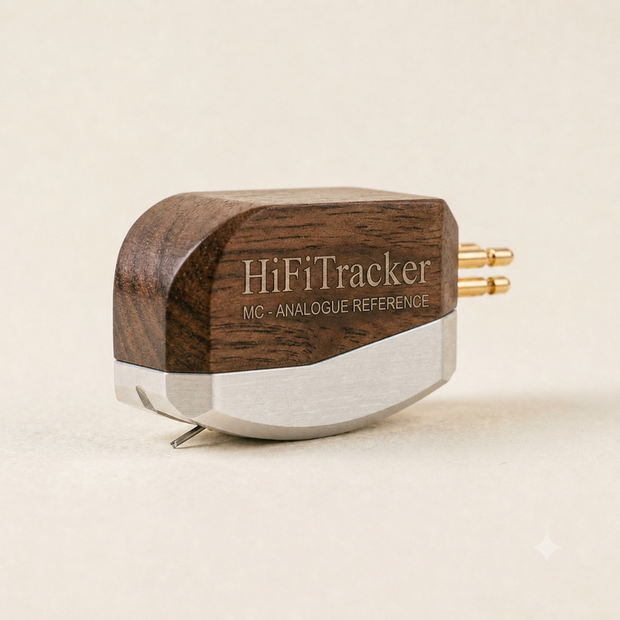 HiFiTracker reference phono cartridge on a neutral background